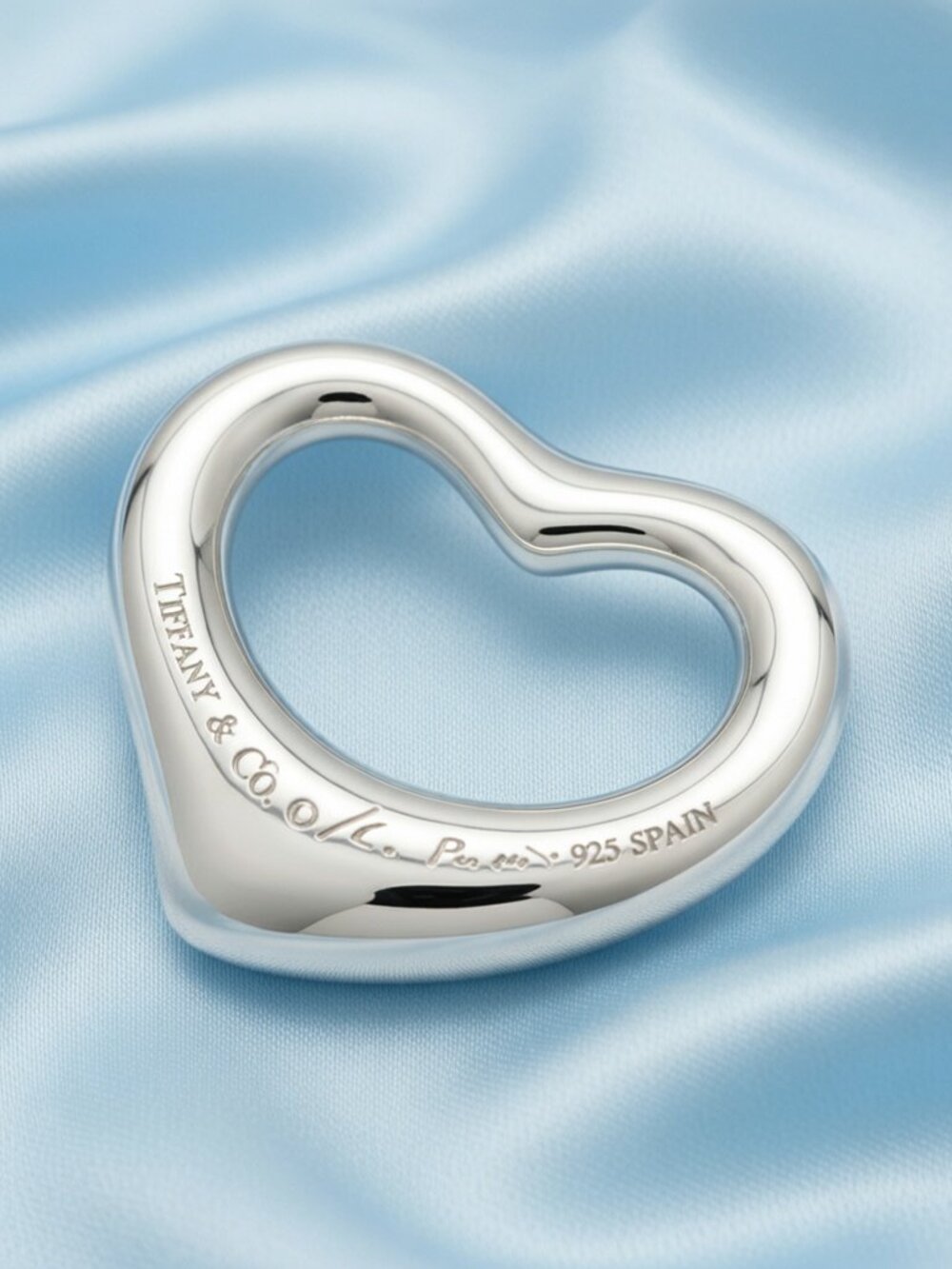 Tiffany & Co Elsa Peretti Open Heart Pendant Sterling Silver Authentic Minimalis